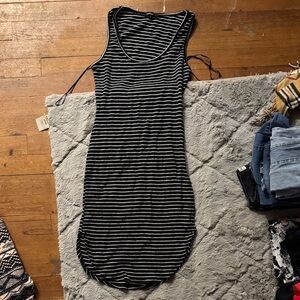 Ambiance Black and White Striped Midi Dress